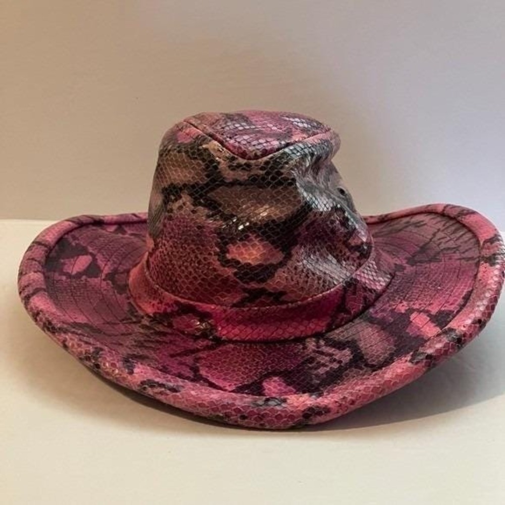 Kokin New York Pink Snakeskin Print Cowboy Hat Western Style NWT
